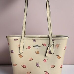Coach Cream Snail Print Tote Bag